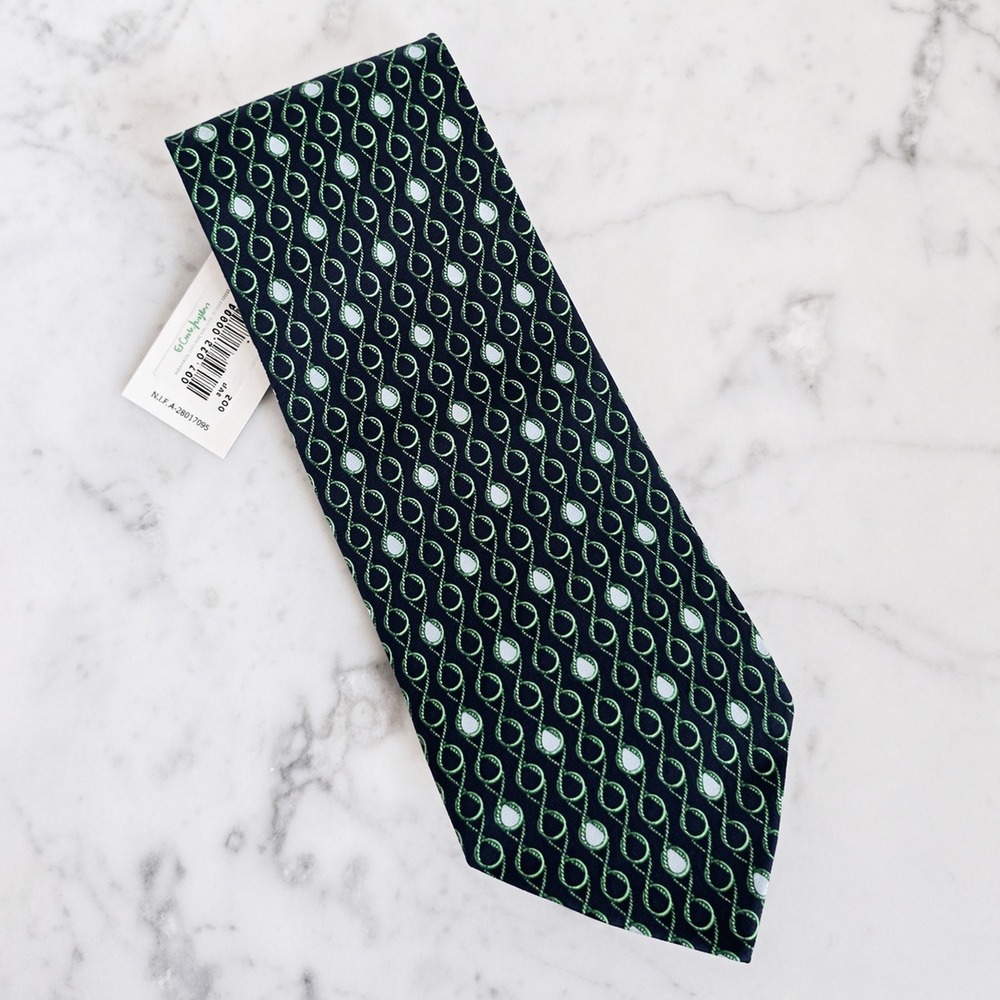 DUSTIN NEW Navy Green Nautical Rope Made in Spain Silk Mens Neck Tie